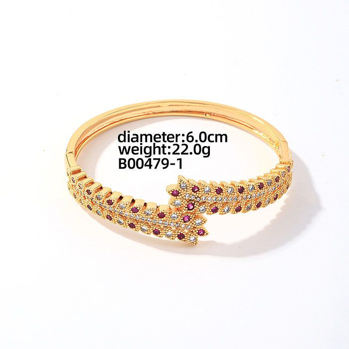 Pulseras de anillos chapadas en oro con incrustaciones de cobre redondo elegante informal