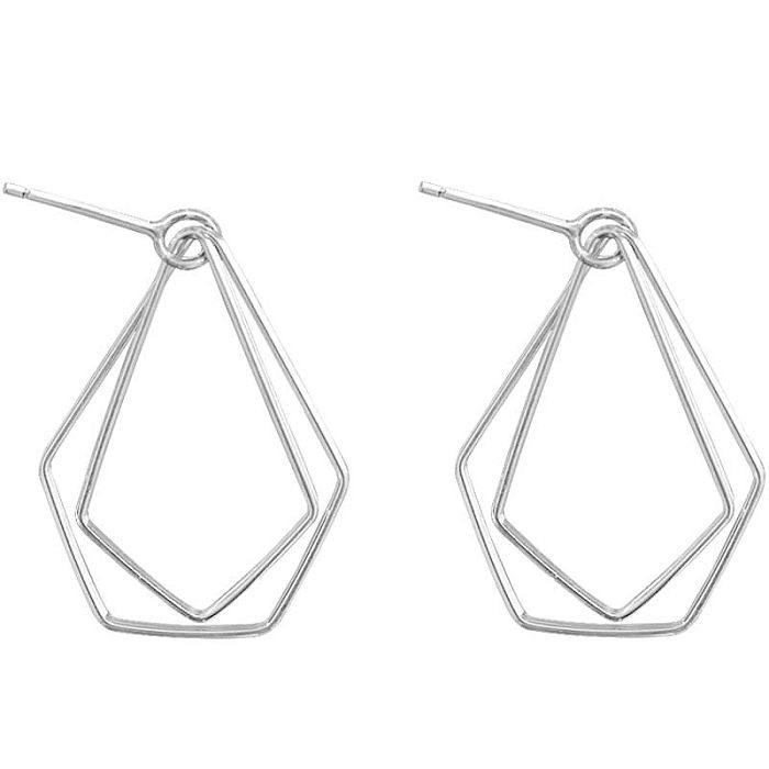 1 Pair Simple Style Lines Copper Plating Hollow Out Drop Earrings