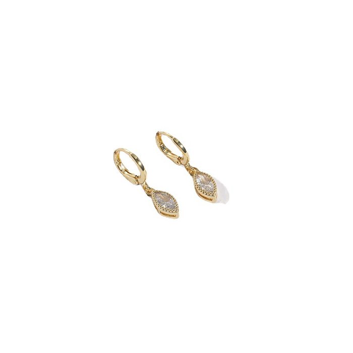 Simple Style Geometric Copper Gold Plated Zircon Drop Earrings 1 Pair