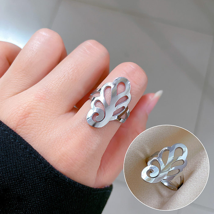 1 Piece Simple Style Letter Titanium Steel Polishing Rings