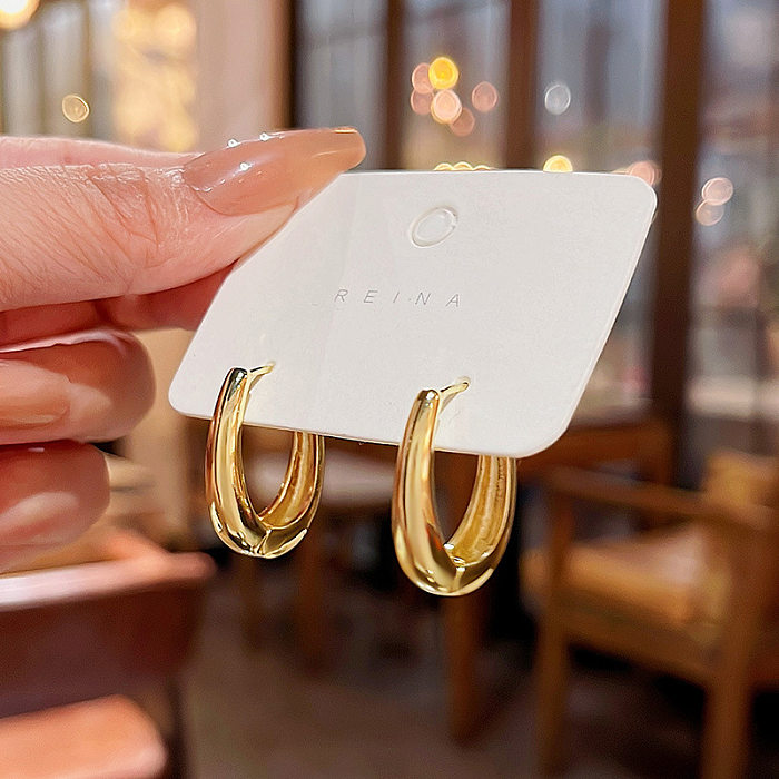 1 Pair Simple Style U Shape Plating Copper Gold Plated Earrings
