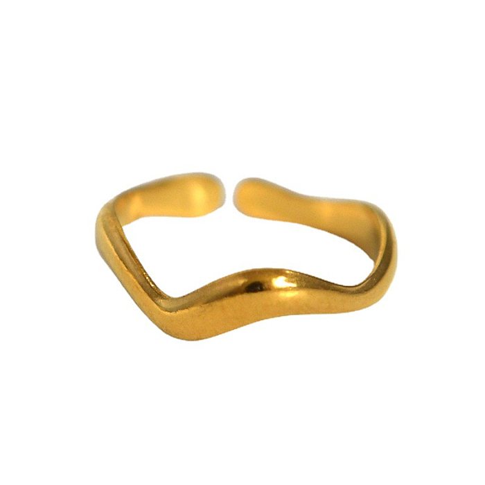 Simple Style Waves Stainless Steel Open Ring 1 Piece