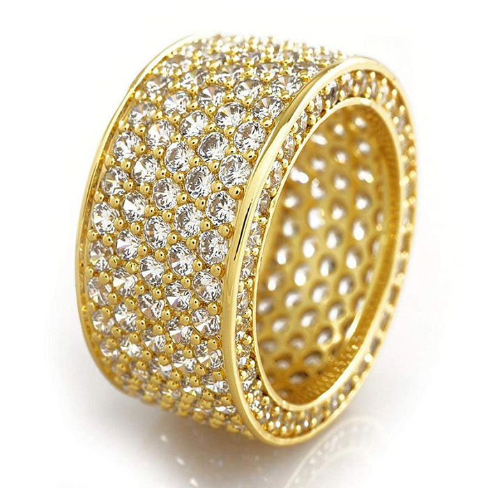 Lujosos anillos de circón con incrustaciones de cobre de color sólido
