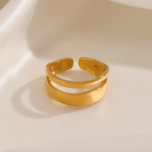 Hip-Hop Lines Stainless Steel Plating 18K Gold Plated Open Rings