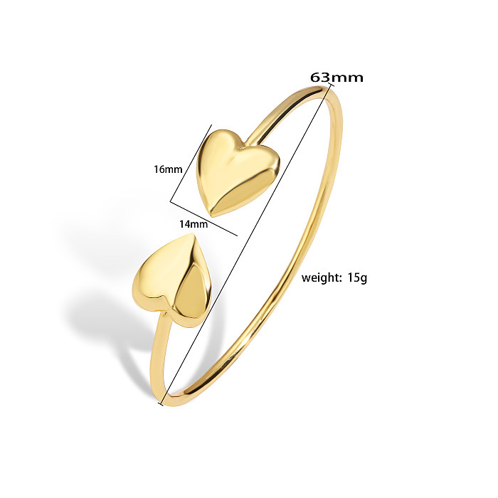 IG Style Casual Heart Shape Copper Plating 18K Gold Plated Bangle