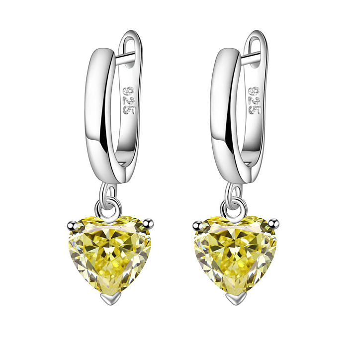 1 pièce 1 paire Style Simple forme de coeur incrustation de cuivre Zircon anneaux boucles d'oreilles collier