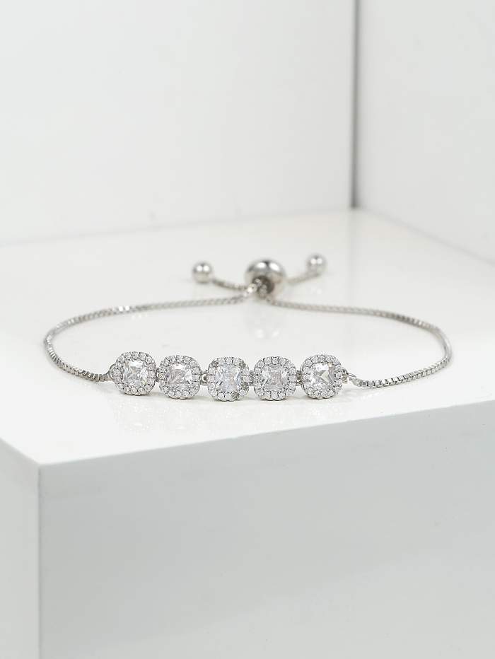 Glam Bracelets ronds en acier inoxydable plaqué cuivre avec incrustation de zircon plaqué or rose 18 carats plaqué argent