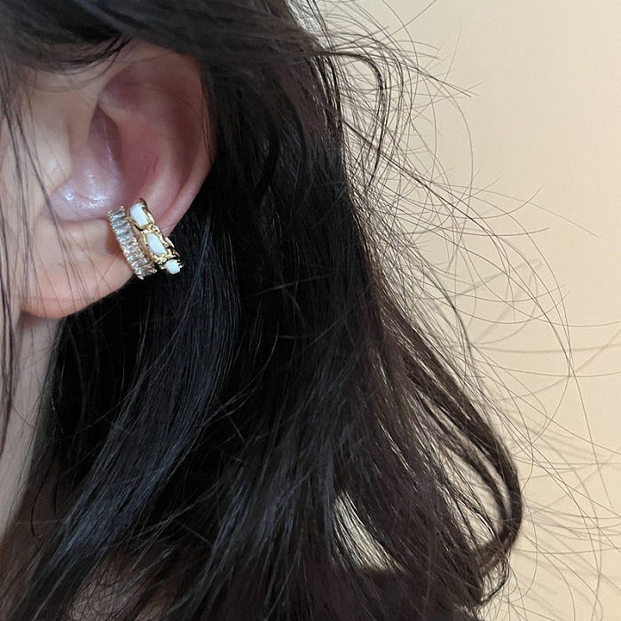 1 Piece Simple Style Commute C Shape Plating Inlay Copper Zircon Ear Cuffs