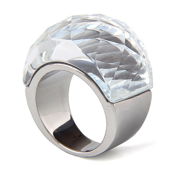 Fashion Retro Men And Women Titanium Steel Crystal Inlaid Rings