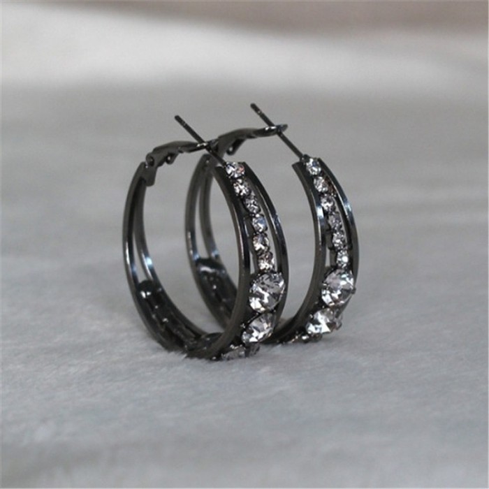 1 Pair Casual Simple Style Circle Plating Inlay Copper Rhinestones Gold Plated Silver Plated Earrings