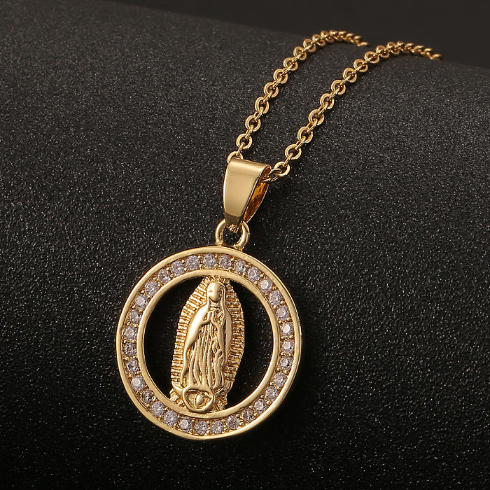 New 18K Gold Virgin Mary Pendant Copper Necklace Wholesale jewelry