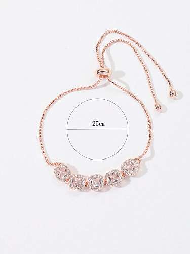 Glam Round Stainless Steel Copper Plating Inlay Zircon 18K Gold Plated Rose Gold Plated Silver Plated Bracelets