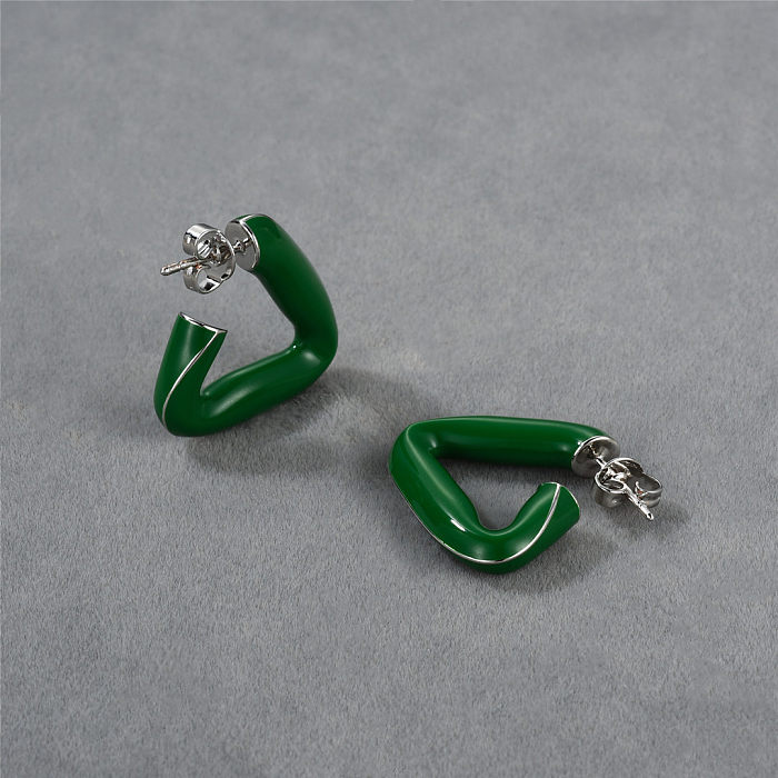 1 Pair Modern Style Streetwear Geometric Enamel Plating Copper Earrings