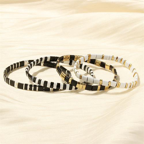 Bracelets plaqués or 18 carats avec vernis au four en cuivre carré de plage bohème