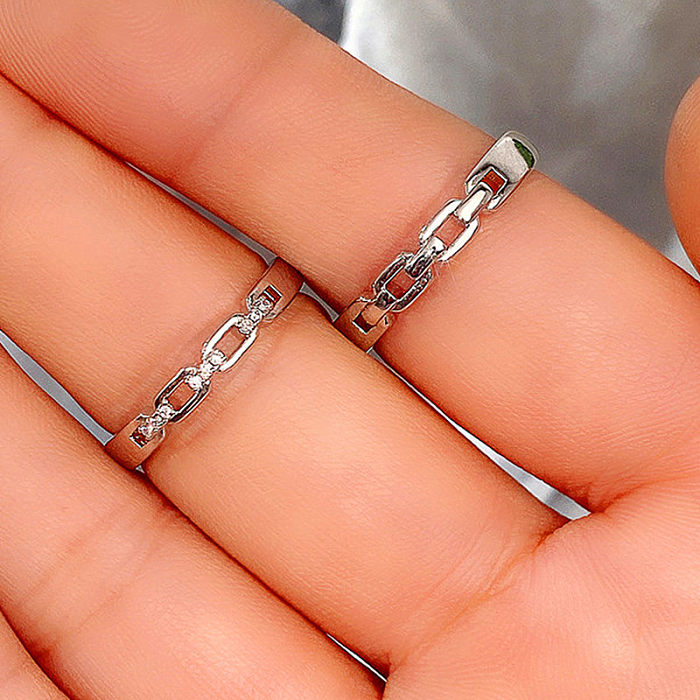 Anéis ajustáveis ​​ocos dignos de zircão com decoração de strass tecido