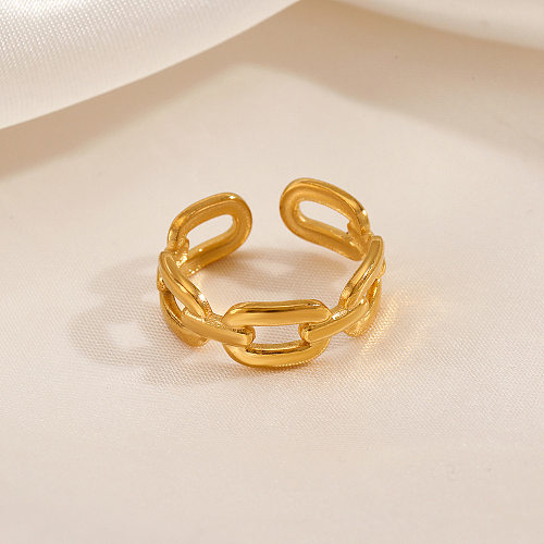 Classic Style Geometric Stainless Steel 18K Gold Plated Open Ring In Bulk