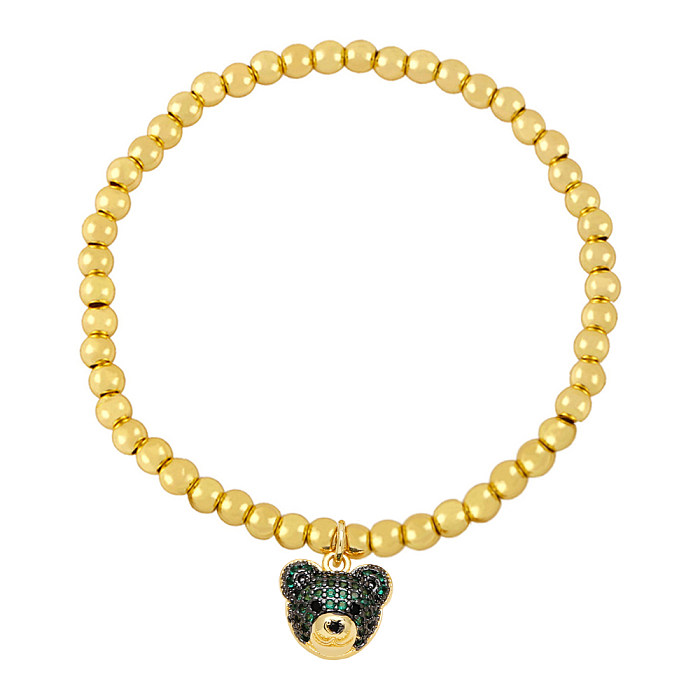 IG Style Hip-Hop Fashion Bear Copper Beaded Plating Inlay Zircon Bracelets