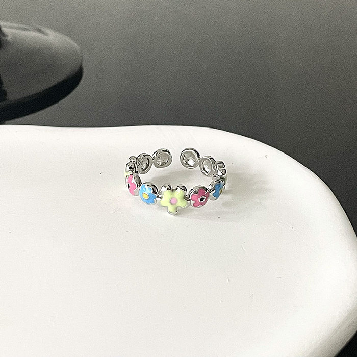 Einfache Blumen-Kupfer-Emaille-Ring-Armbänder