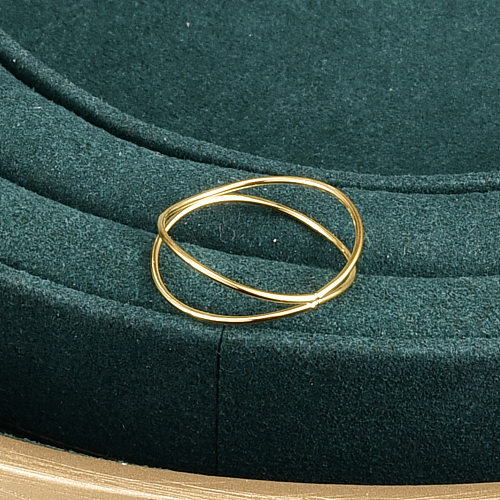 Anéis banhados a ouro de aço titânio redondos da moda, 1 peça