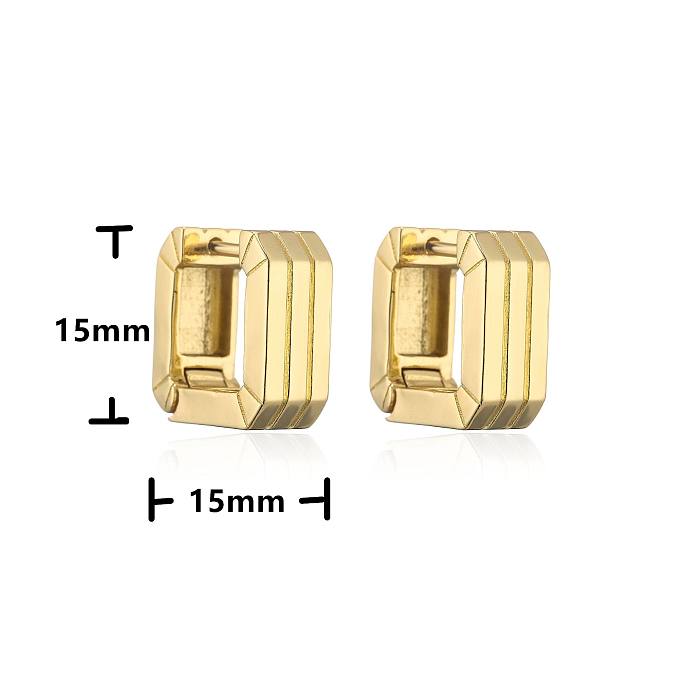 Hecheng Ornament Glossy Vertical Stripes Square Ear Clip Fashion 18K Gold Plated Ornament Ve394