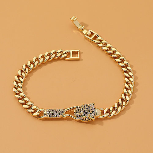 Bracelets en zircon plaqué or et cuivre avec animaux hip-hop