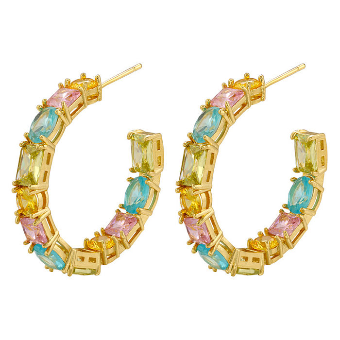 Fashion Geometric Copper Plating Zircon Women'S Rings Earrings Necklace