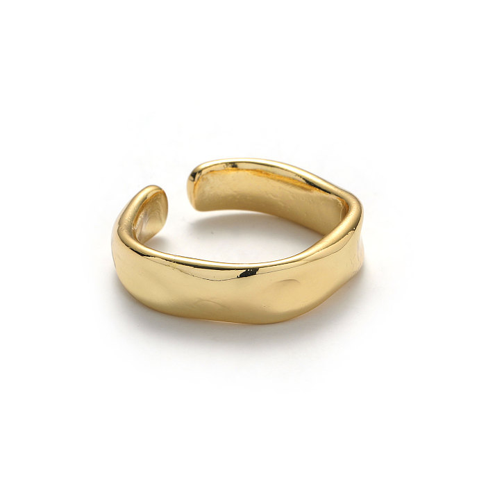 INS-Stil, schlichter Stil, Herzform, einfarbig, Kupferbeschichtung, 18 Karat vergoldet, offener Ring