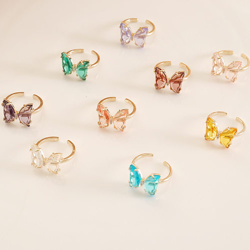 Fashion Multicolor Zircon Butterfly Ring