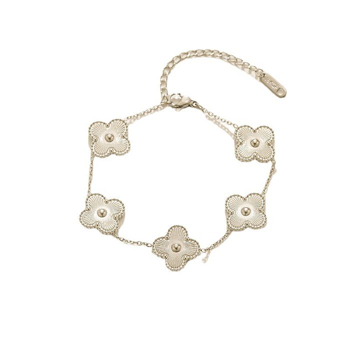 Simple Style Four Leaf Clover Titanium Steel Bracelets Earrings Necklace