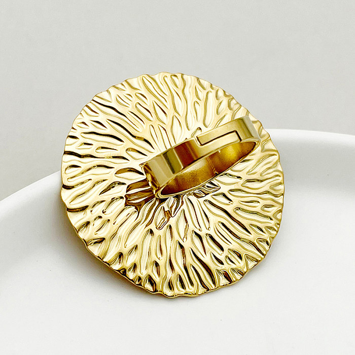 طراز عصري كاجوال، تصميم بسيط، حلقات مفتوحة من الفولاذ المقاوم للصدأ مطلية بالذهب