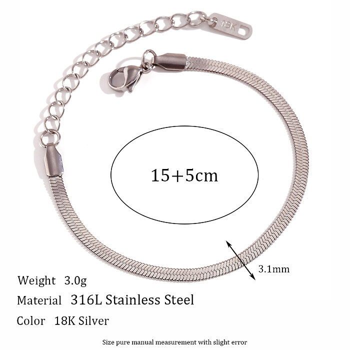 Basic Classic Style Solid Color Stainless Steel Plating 18K Gold Plated Anklet Necklace