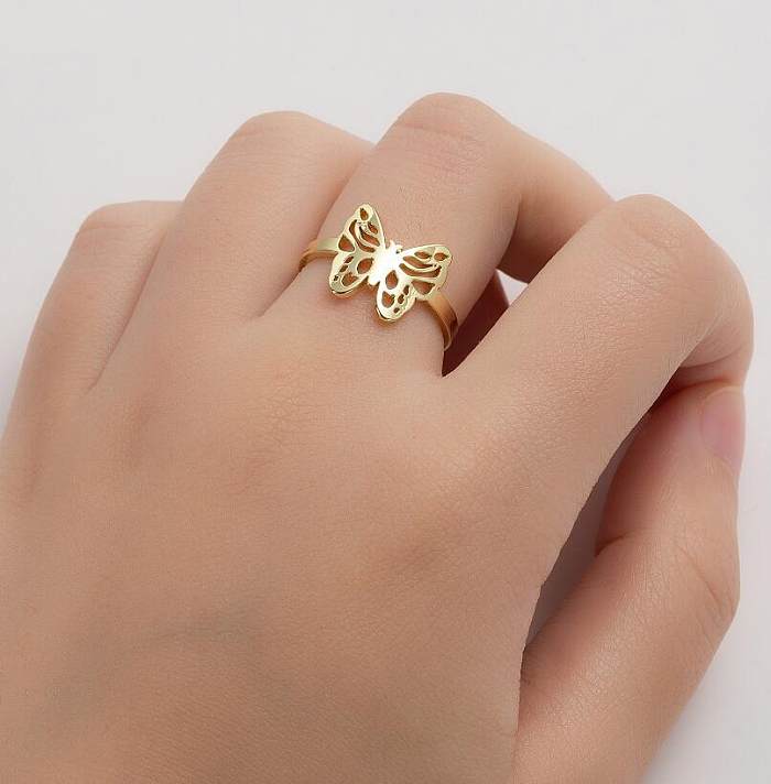 Modern Style Butterfly Stainless Steel Plating Open Rings