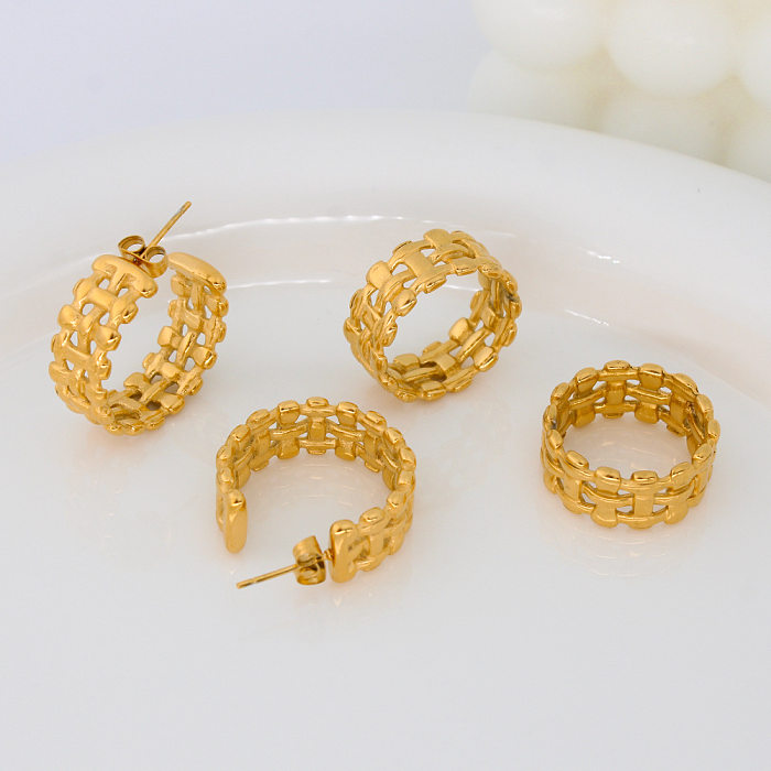 Boucles d'oreilles en acier inoxydable, Style Simple rétro, cercle en forme de C, anneaux plaqués