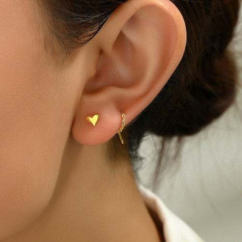 1 paire de lignes d'oreilles en cuivre plaqué or 18 carats, style romantique en forme de cœur, Style IG