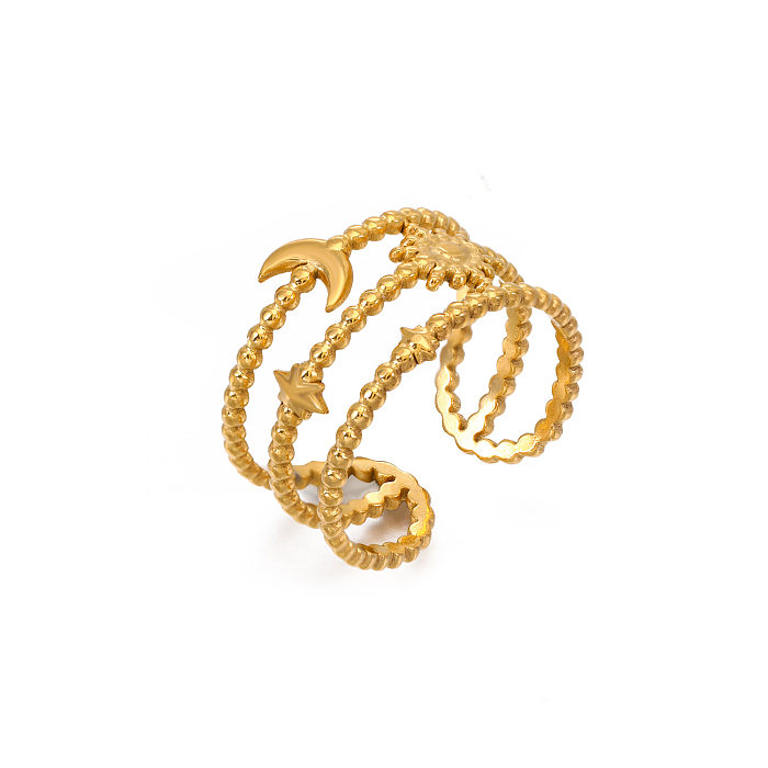 Vergoldete Ringe im einfachen Stil mit Stern-Edelstahlbeschichtung