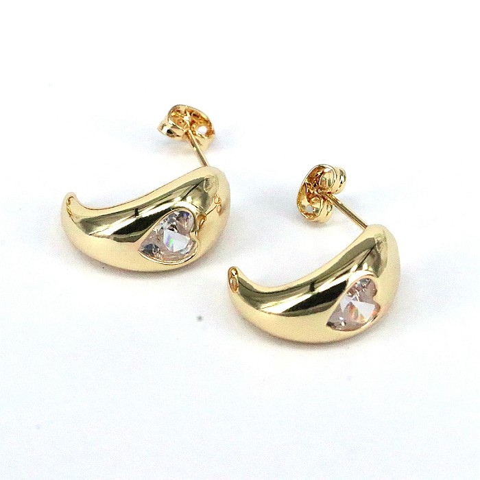 1 Pair Novelty Geometric Plating Inlay Copper Zircon 18K Gold Plated Earrings