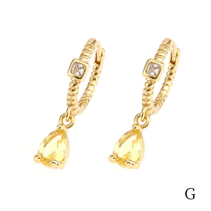 1 par elegante e luxuoso streetwear gotas de água chapeamento incrustação cobre zircão 18k brincos banhados a ouro