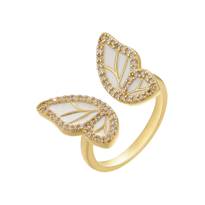 Bijoux couleur goutte à goutte huile Micro-ensemble papillon anneau ouvert réglable bijoux à main