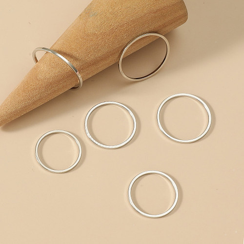 Simple Style Geometric Stainless Steel Plating Rings 6 Pieces