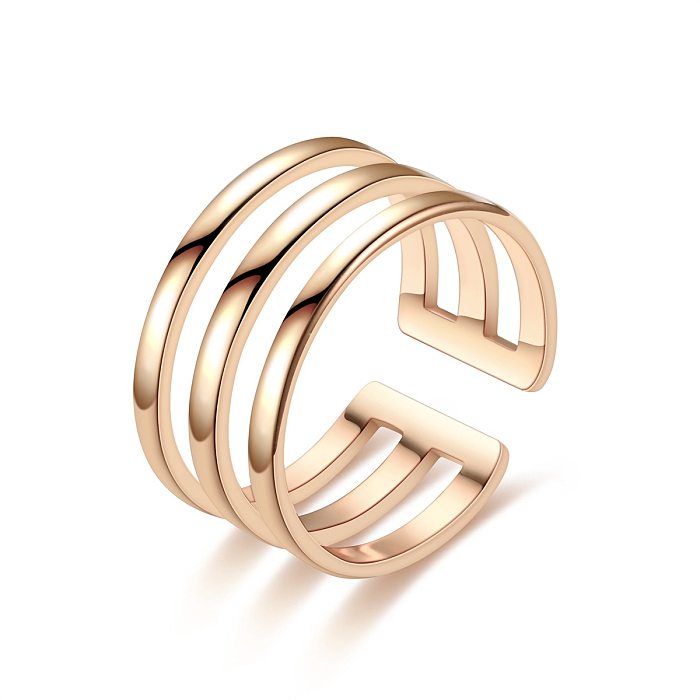 Novo anel de casal oco de aço titânio ajustável da moda