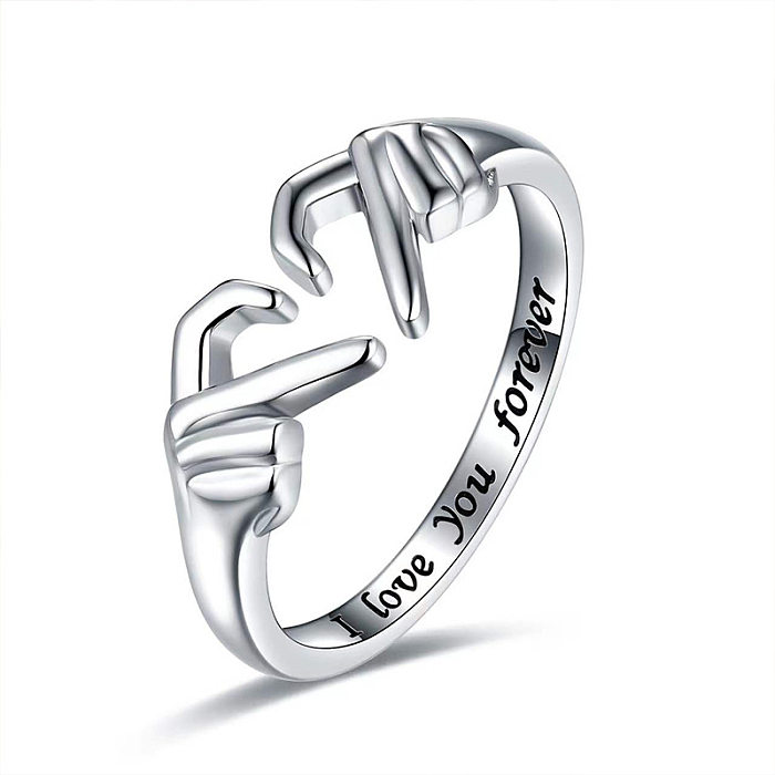 Offener Ring aus Kupfer in romantischer, schlichter Form mit Buchstaben-Geste und Herzform in großen Mengen