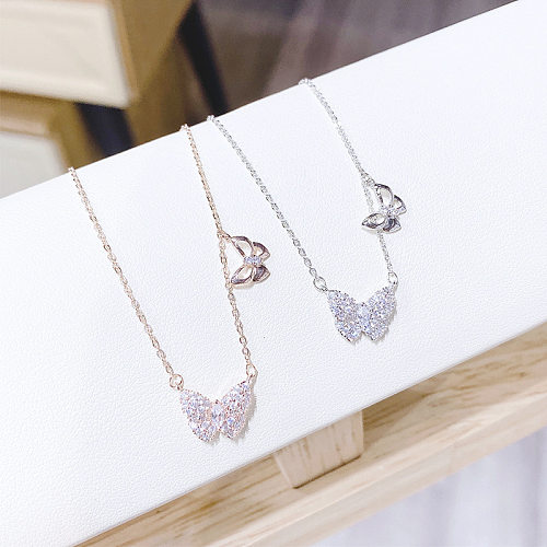 Luxurious Butterfly Copper Necklace Plating Zircon Copper Necklaces 1 Piece