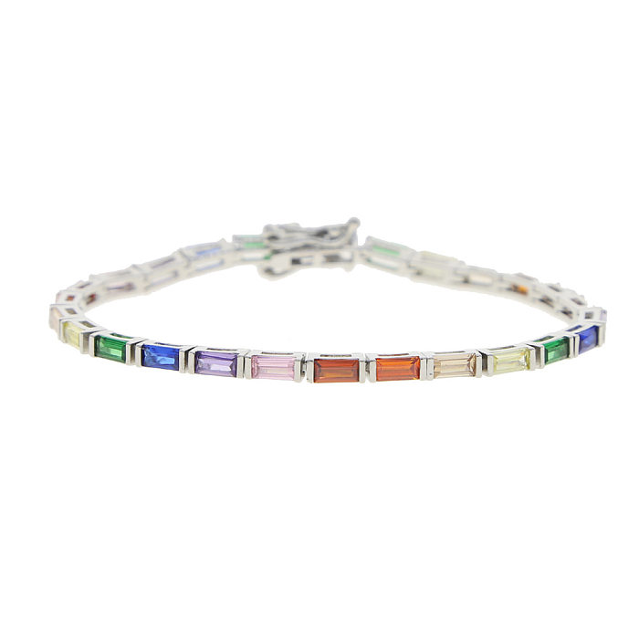 Hip-Hop Rhombus Copper Inlay Zircon Tennis Bracelet