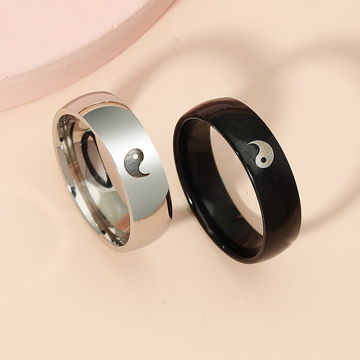 Mode Modeschmuck Edelstahl Yin Yang Auge Paar Ring