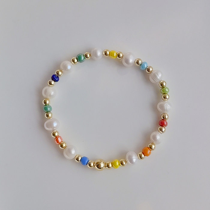 Bracelets de perles de cuivre de perles artificielles géométriques bohèmes