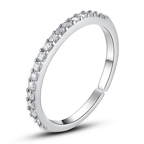 Simple Style Round Copper Plating Inlay Zircon Gold Plated Rings