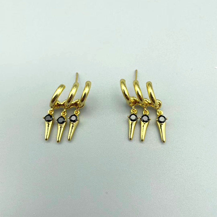 1 Pair Artistic Geometric Plating Inlay Copper Artificial Diamond Drop Earrings