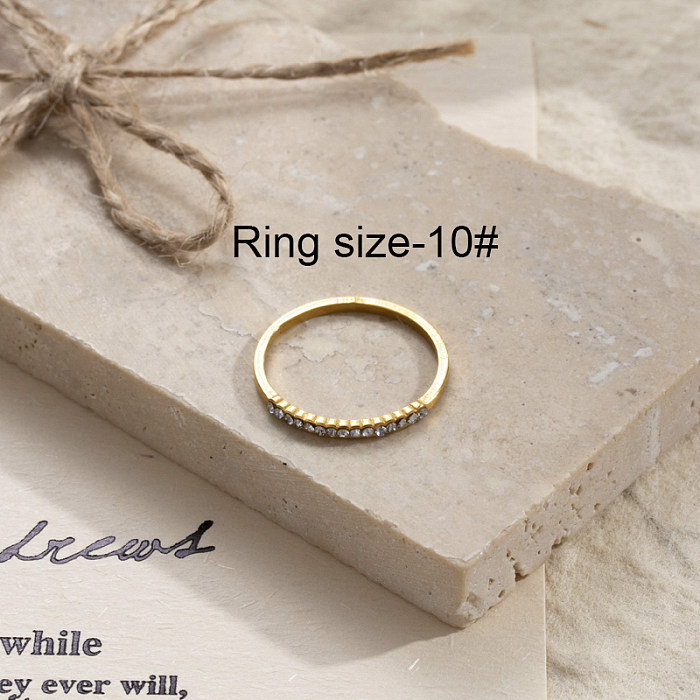 Casual Streetwear V Shape Infinity Heart Shape Stainless Steel 18K Gold Plated Rhinestones Rings In Bulk
