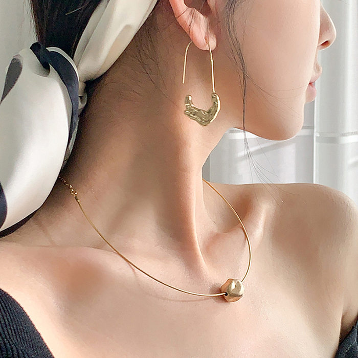 1 Pair Retro Streetwear Geometric Copper Earrings