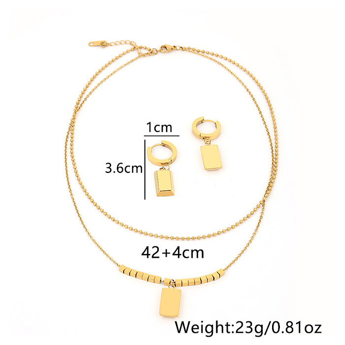 Collar de pendientes chapado en oro de 14 quilates con revestimiento de acero de titanio geométrico de estilo romano de estilo simple